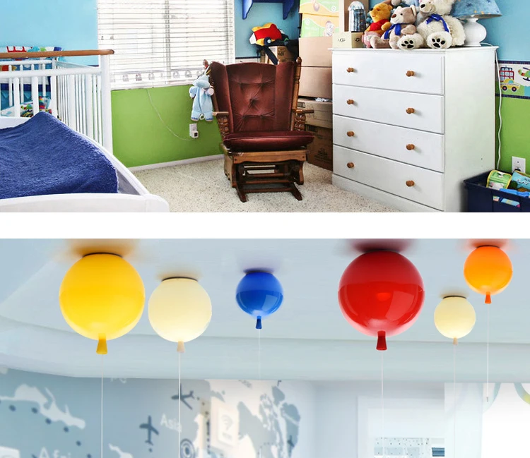 Plafoniera A Palloncino Colorata In Vetro – LED Per Cameretta, Soggiorno E Camera Da Letto, Attacco E27/E26, Luci D'Atmosfera