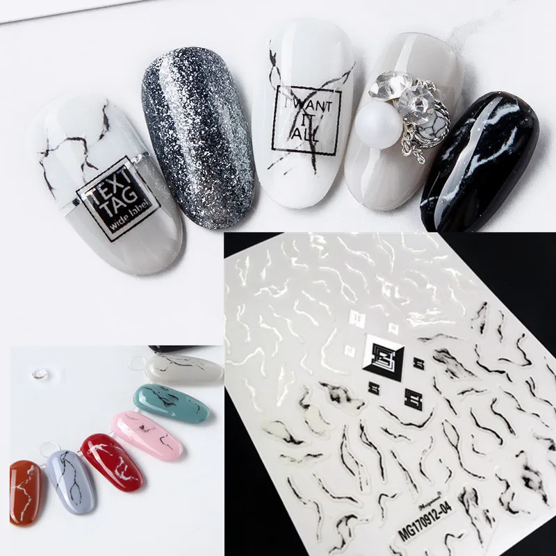 Newest MG sereis MG170912-04 Marble smudge 3d nail art sticker nail decal stamping export japan designs rhinestones  decorations