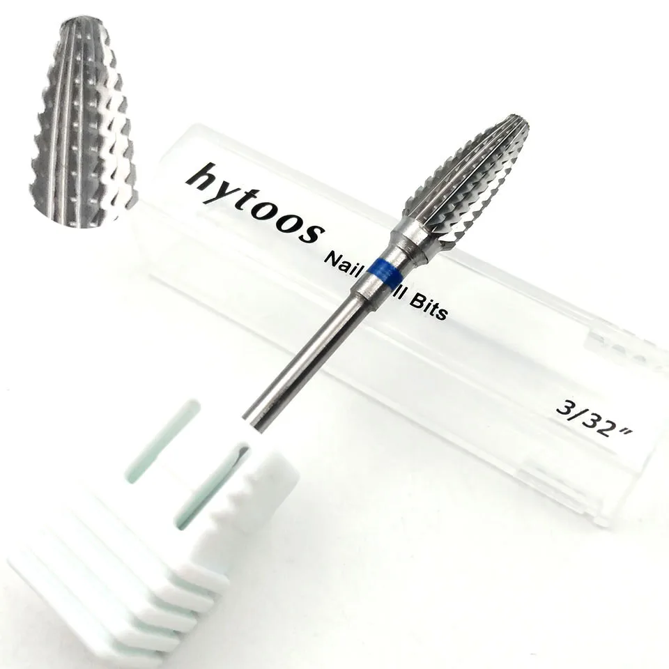 HYTOOS Nagelbohrer 3/32 Zoll Wolframkarbid-Nagelbits Rotary Burr Fräser für Maniküre Elektrische Nägel Zubehör Werkzeug – Detail 6