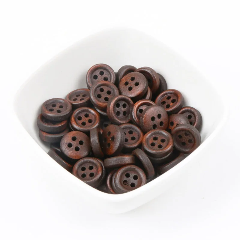 Wooden Dark Brown Round Pattern Buttons Scrapbook Handmade Sewing Home Decoration Accessory DIY 12mm 50pcs MT0574-FD