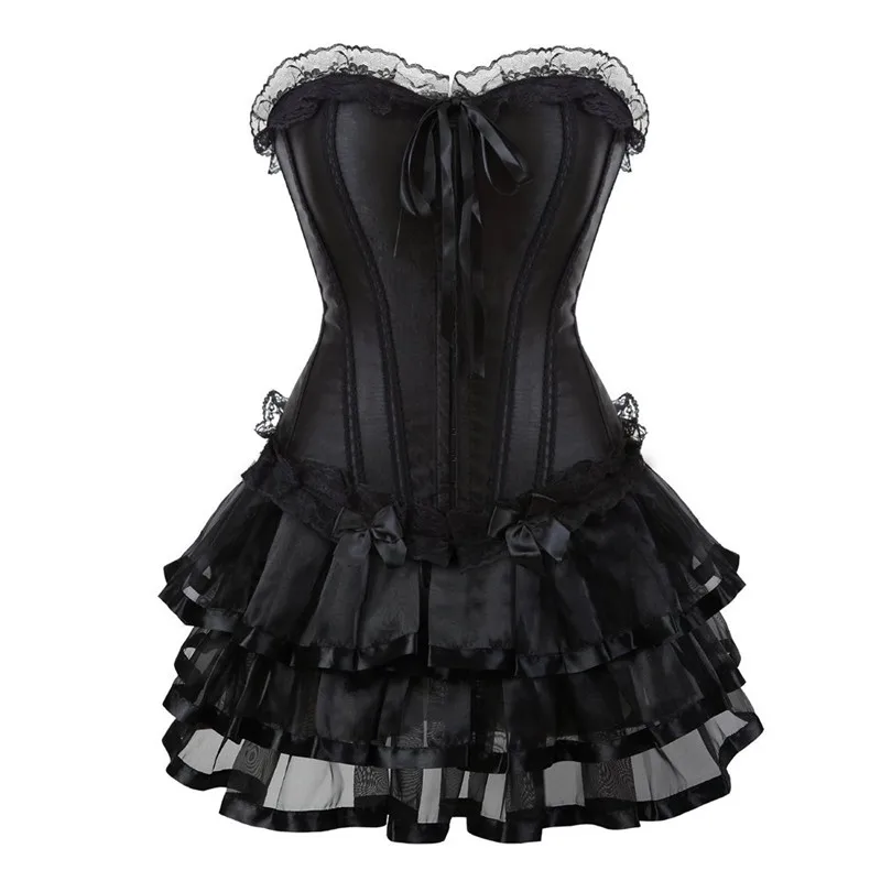Sapubonva Corset Dress Gothic Cosplay Costume Halter Corset for Women Sexy Vintage Corset Bustier Skirt Victorian Plus Size