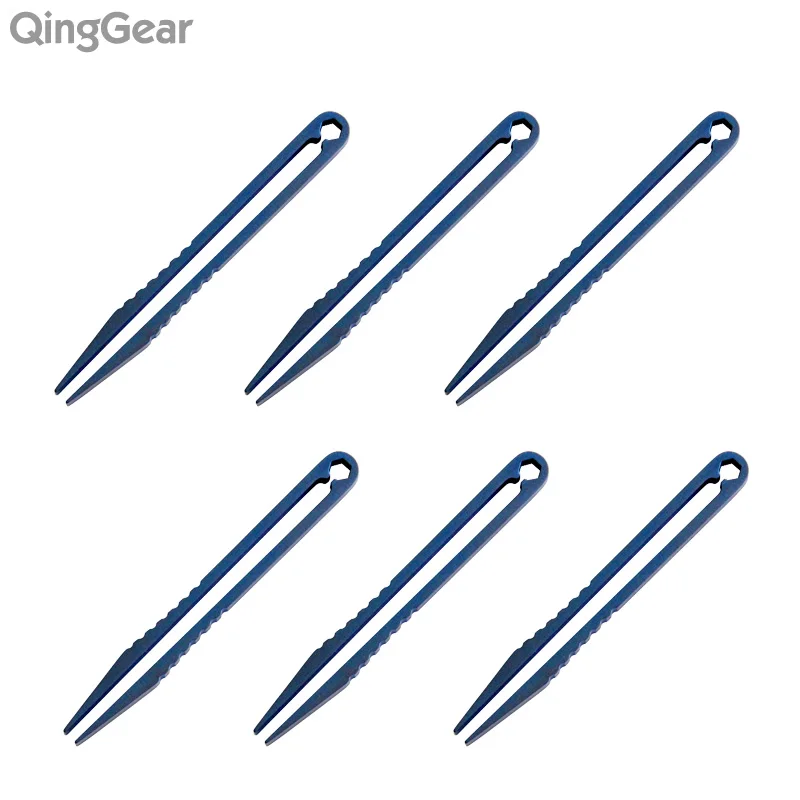 

6PCS TC4 Titanium Alloy Mini Tweezers Kit EDC Tool Outdoor Camping Ultra-light Emergency Pocekt Kit Clamping Device Men's Gift