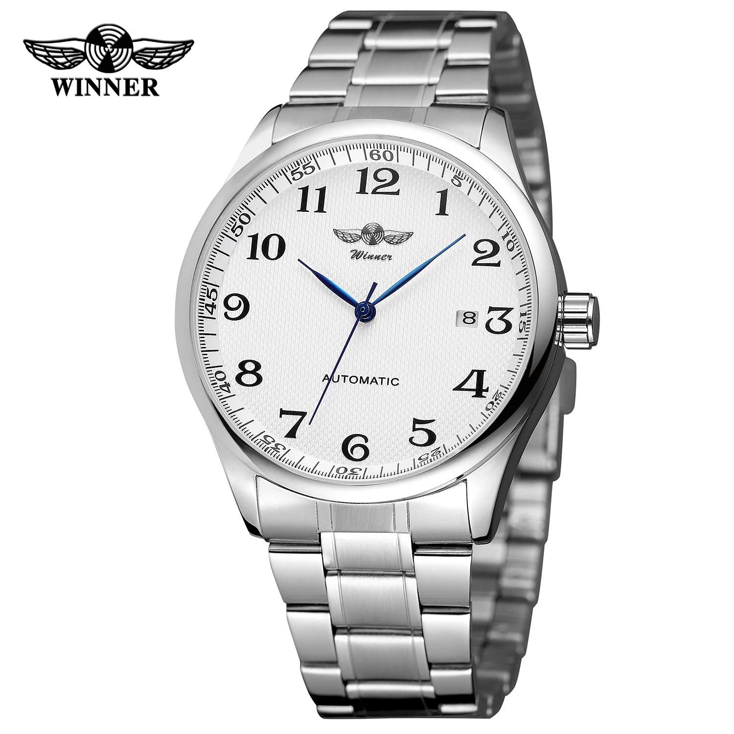 Fashion Winner Famous Brand Men Business Automatic Self Wind Watches Auto Date Man Mechanical Stainless Steel Band Wristwatches