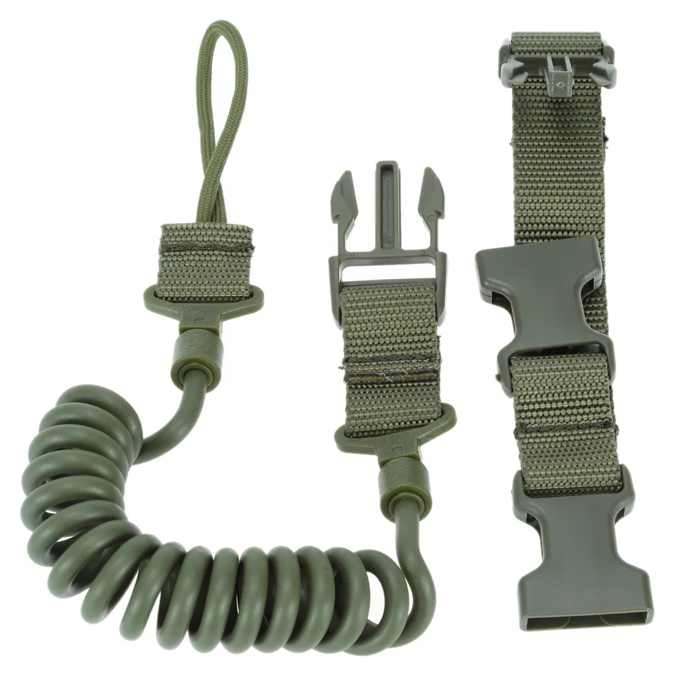 Three Colors Airsoft Spring Strap Two Point Rifle Sling Adjustable Tactical Hunting Gun Strap Elastic Spring Keychain Strap