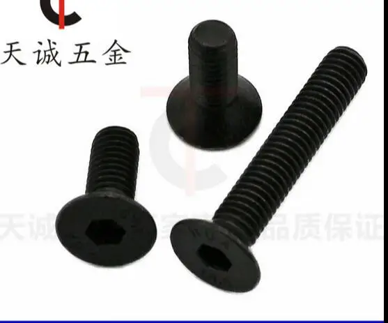 100PCS M3 M4 M5  series 10.9 round M*6/8/10/12-50 mm  Steel Flat Countersunk Head Hex Socket Screw