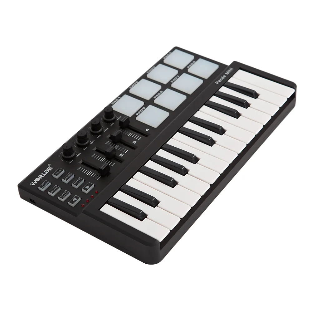 Worlde Panda mini Portable Mini 25-Key USB Keyboard and Drum Pad MIDI Controller 2 Style for optional