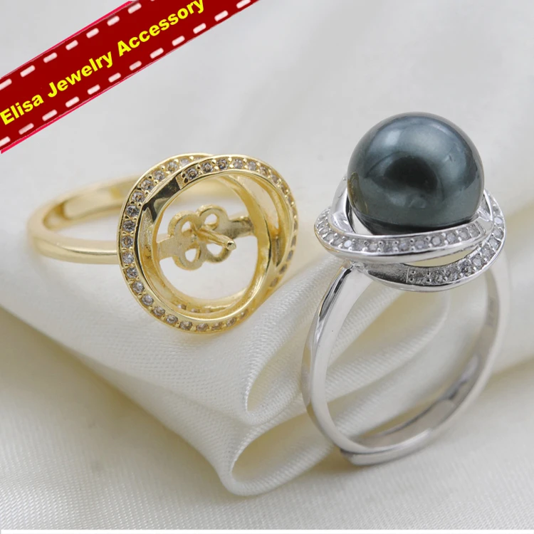 S925 Sterling Silver Pearl Rings Settings Handmade Women DIY Pearl Rings Jewelry Findings&Components Silver&Gold Color 3Pcs