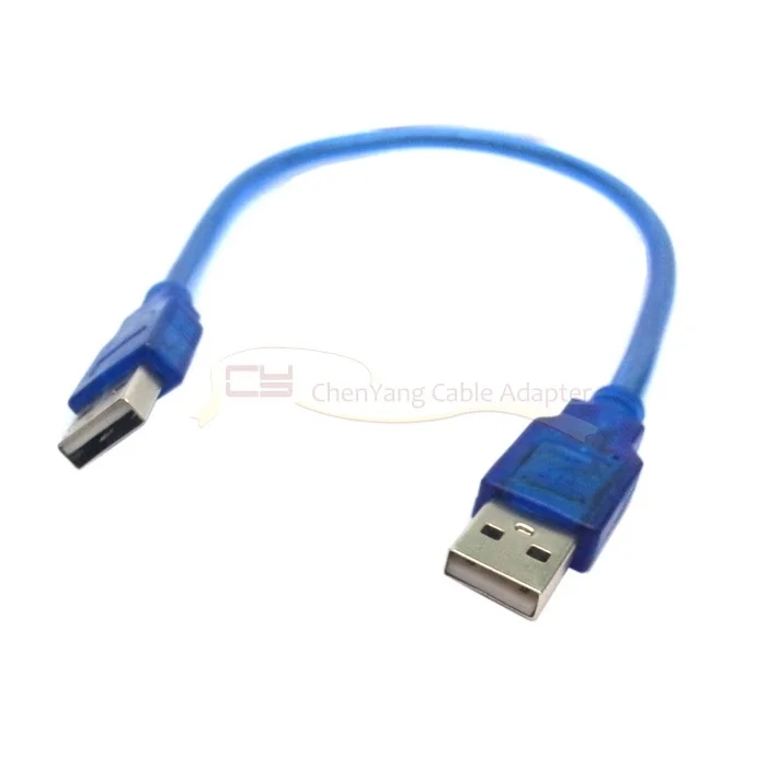 30CM Transparent Blue USB 2.0 Extension  Male To Male USB Extension Cord Anti-interference Copper Core USB Short Cable