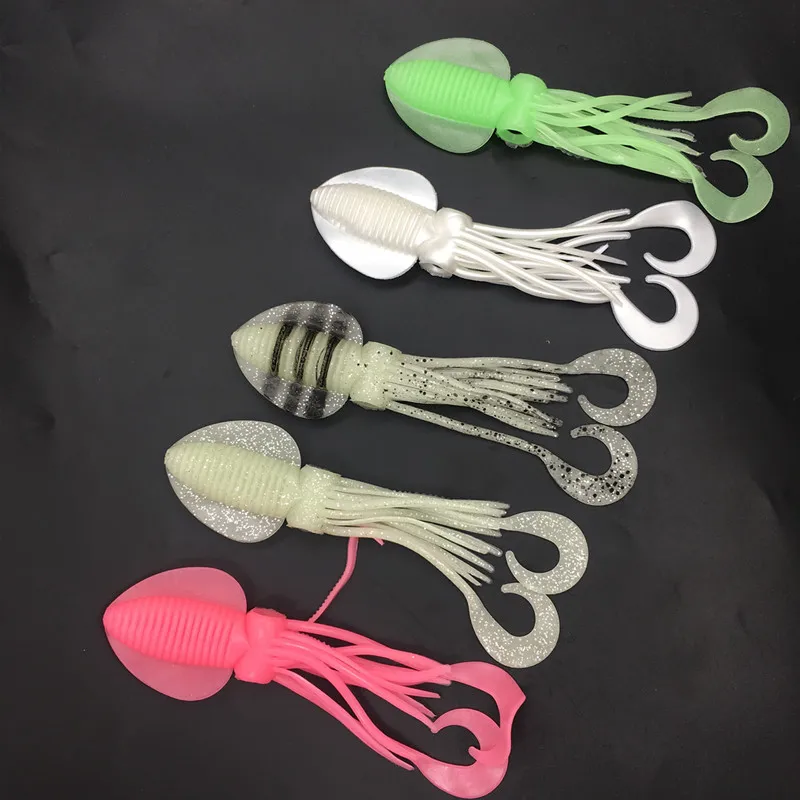 

10Pcs*12cm/15cm/18cm Fishing Soft Lure Luminous Squid Jig Fishing Tuna Lure Octopus Skirt Sea Fishing Wobbler Bait Troll Leurre