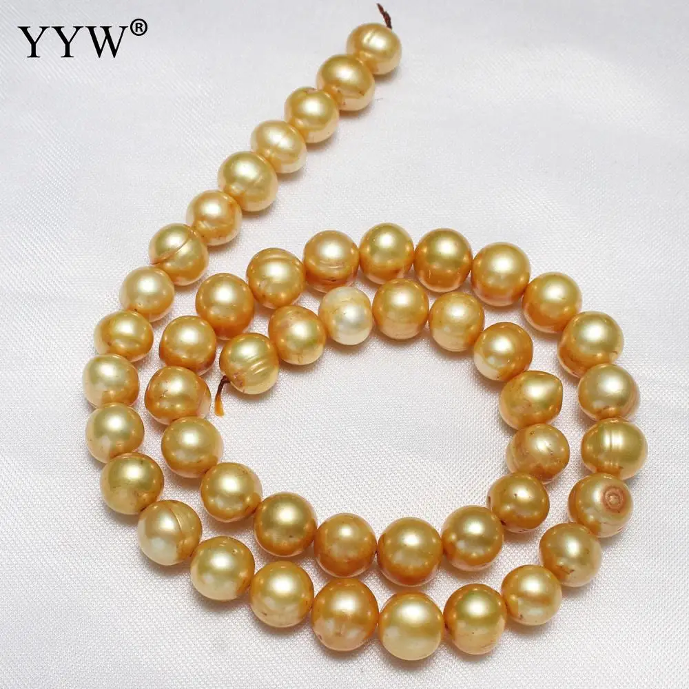 YYW High Quality Cultured Potato Freshwater Pearl Beads Yellow 10-11mm Approx 0.8mm Sold By PC
