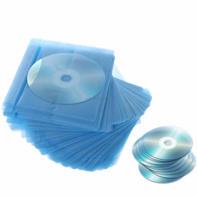 New 100Pcs CD DVD Double Sided Cover Storage Case PP Bag Sleeve Envelope Holder