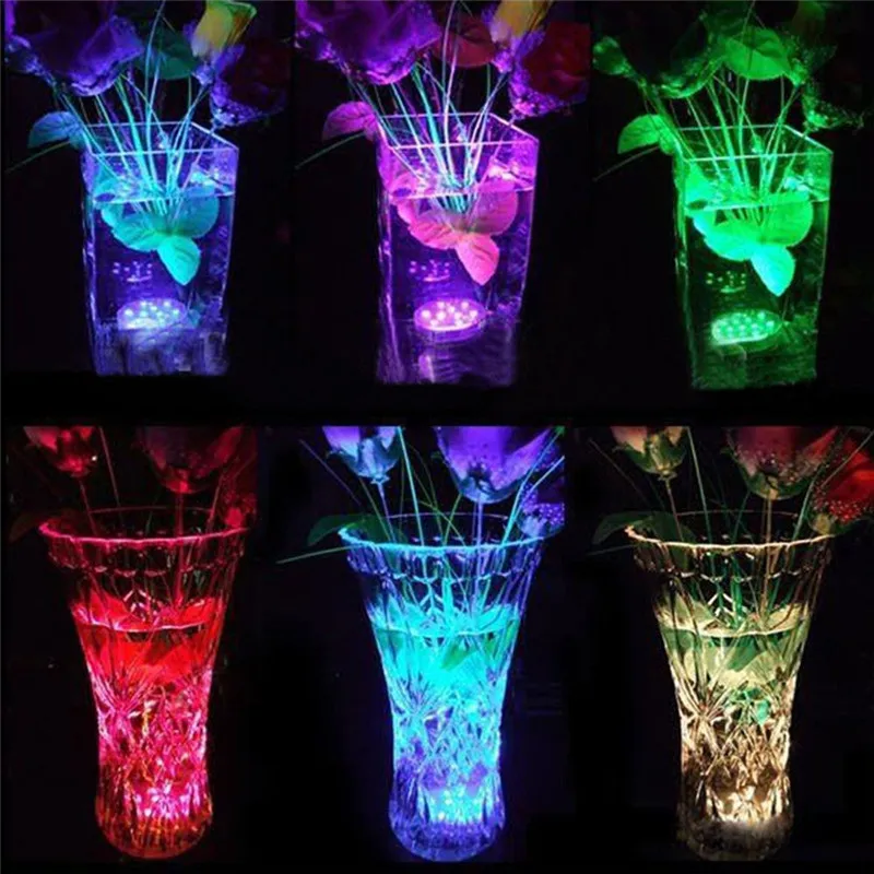 4pcs/Lot Remote Control Waterproof LED Light Battery Operated Underwater Sumersible Decor Submersible LED Light