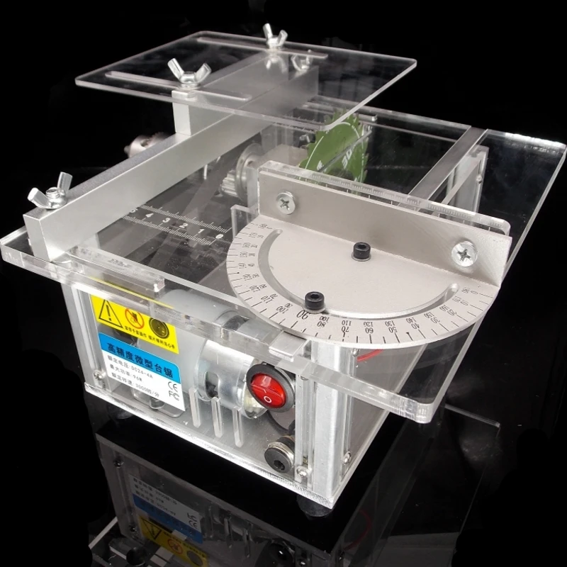 Mini Table Saw Handmade Woodworking Bench Saw DIY Hobby Model Cutting Tool 7000RPM with Power Adapter Saw Blade Tools DC12-24V