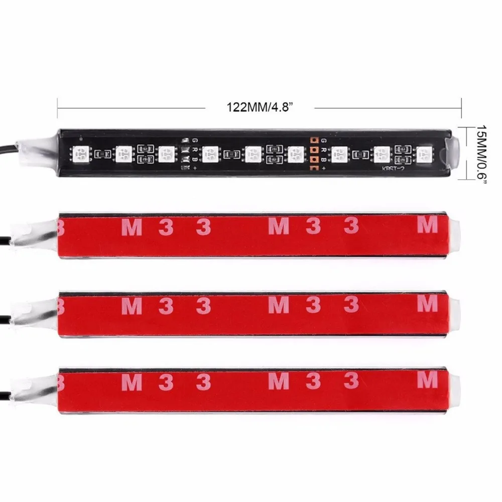 4 Pçs/set 7 Cores LED Kit de Iluminação Interior Do Carro com Controle Remoto Sem Fio Kit de Decoração de Estilo de Luz de Atmosfera Automotiva