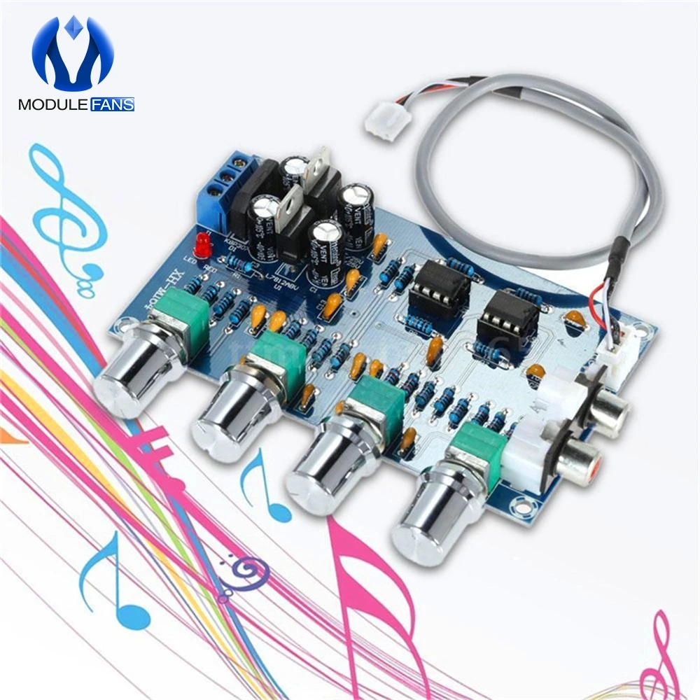 New NE5532 Stereo Pre-amp Preamplifier Tone Board Audio 4 Channels Amplifier Module 4CH CH Control Circuit Telephone Preamp