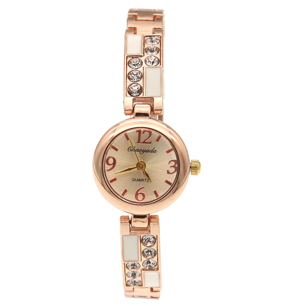 Casual Watch Rhinestone strap Metal Materials Dress ladies Watch Stylish Women Watches Hours Quartz Dress Glass Wristwatches O79