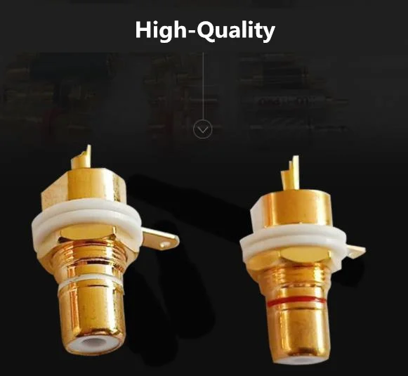 200PCS Panel Mount Gold Plated RCA Female plug Jack Audio Socket Amplifier Chassis Phono Connector with nut solder cup