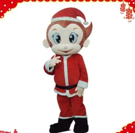 New Adult Cute Christmas Monkey Party Mascot Costume Christmas Fancy Dress Halloween Mascot Costume Free Ship