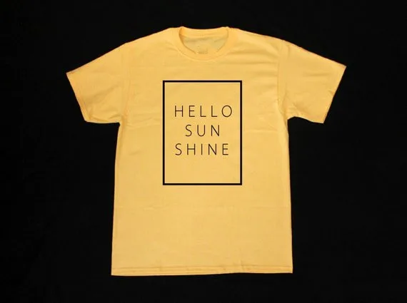 Sugarbaby Hello Sunshine Graphic Print Unisex Tee Shirt Short Sleeve Fashion T shirt Crew Neck Grunge Clothing Casual Tops