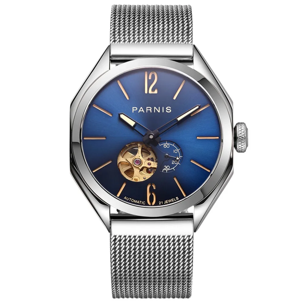 Parnis Commander Seriers Luminous Mens Sapphire Mirror Classic Dress Automatic Self Wind Mechanical Watch Wrist Watches