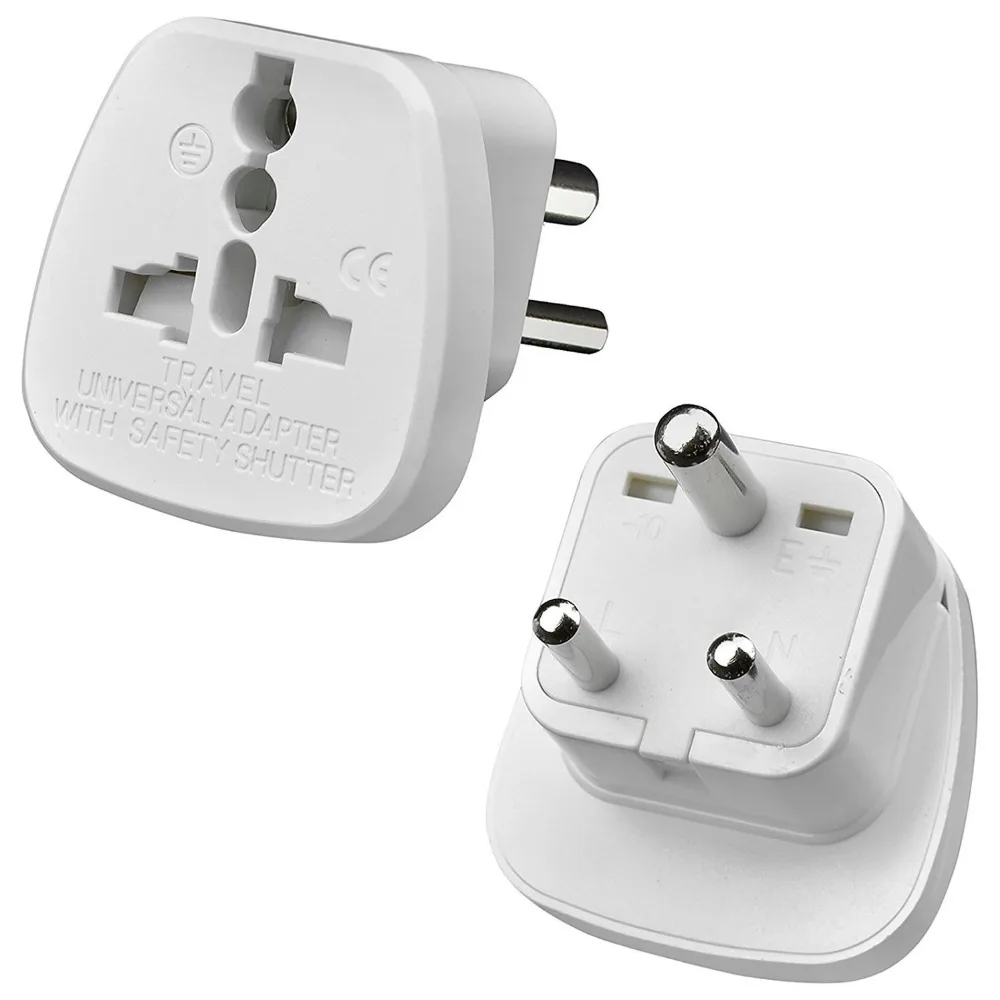 LBSC  UK EU US AU Socket to 3-Pin Prong for India Nepal Bhutan Sri Lanka Pakistan Travel Adapter White Plug Jack