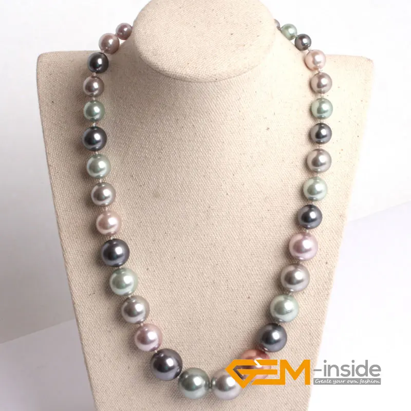 8mm-16mm multicolor natural shell pearl beads necklace DIY jewelry for women gift Yoga Meditation necklace free shipping