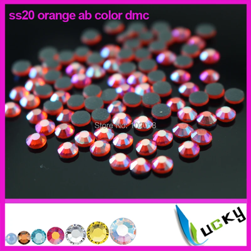 Freeshipping 1440pcs 2014 new design DMC 20ss iron on crystals Orange ab hotfix rhinestones with glue good water and heat test