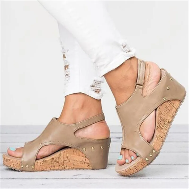 Women Sandals 2023 Platform Sandals Wedges Shoes For Women Heels Sandalias Mujer Summer Shoes Leather Wedge Heels Sandals 43