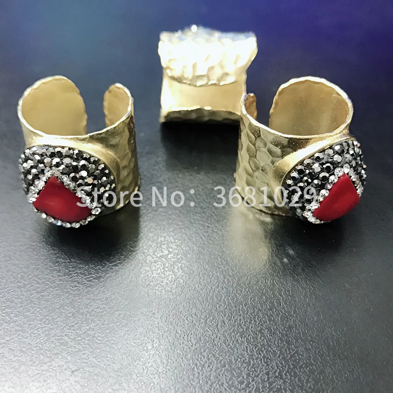 2018 European and American fashion retro red coral jewelry ring female tide all-match simple ring opening trendsetter