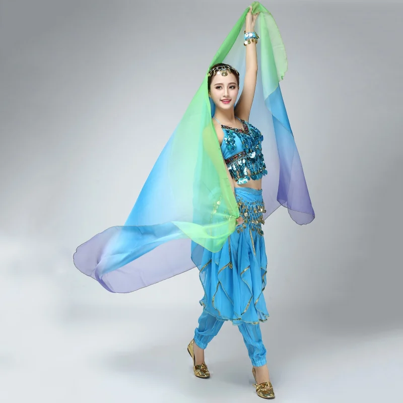 Belly เต้นรำเครื่องแต่งกายชีฟองเส้นด้ายผ้าพันคอ Belly Dance Veils Stage Performance Props SH98