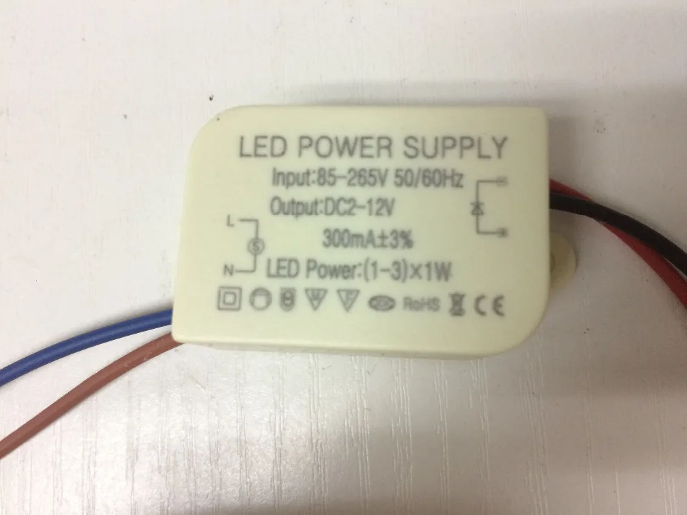 

1 piece 1-3w 1w 2w 3w LED light driver transformer power supply adapter DC2-12V Current 300mA