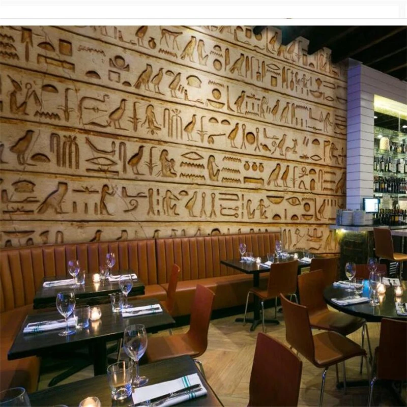 

wellyu papel de parede para quarto Custom wallpaper Classical retro Egyptian hieroglyphs bar restaurant frescoes tapety