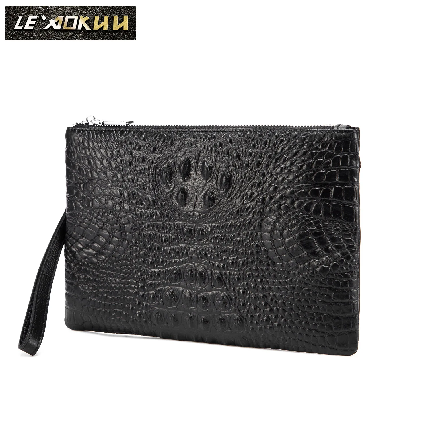 

Original leather Men Brand Fashion Slim Under Arm Clutch Bag Handbag Designer Chain Organizer Purse 10" Tablet Case 9130