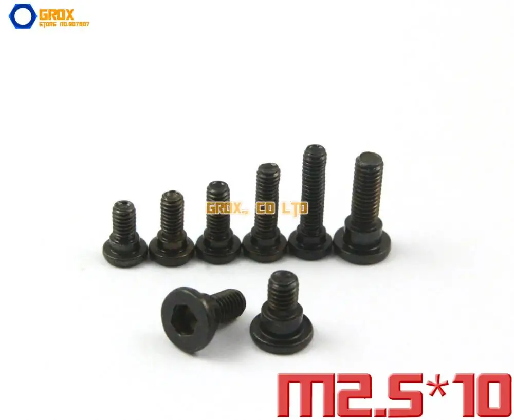 50 Pieces M2.5 x 10mm 12.9 Grade Alloy Steel Hexagon Socket Head Shoulder Screw Bolt