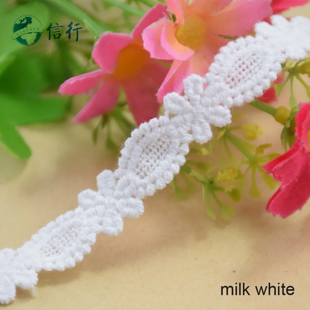 1.2cm Width Pure Cotton Embroidery Lace Sewing Ribbon Guipure Trims Fabric Warp Knitting DIY Garment Accessories#3599