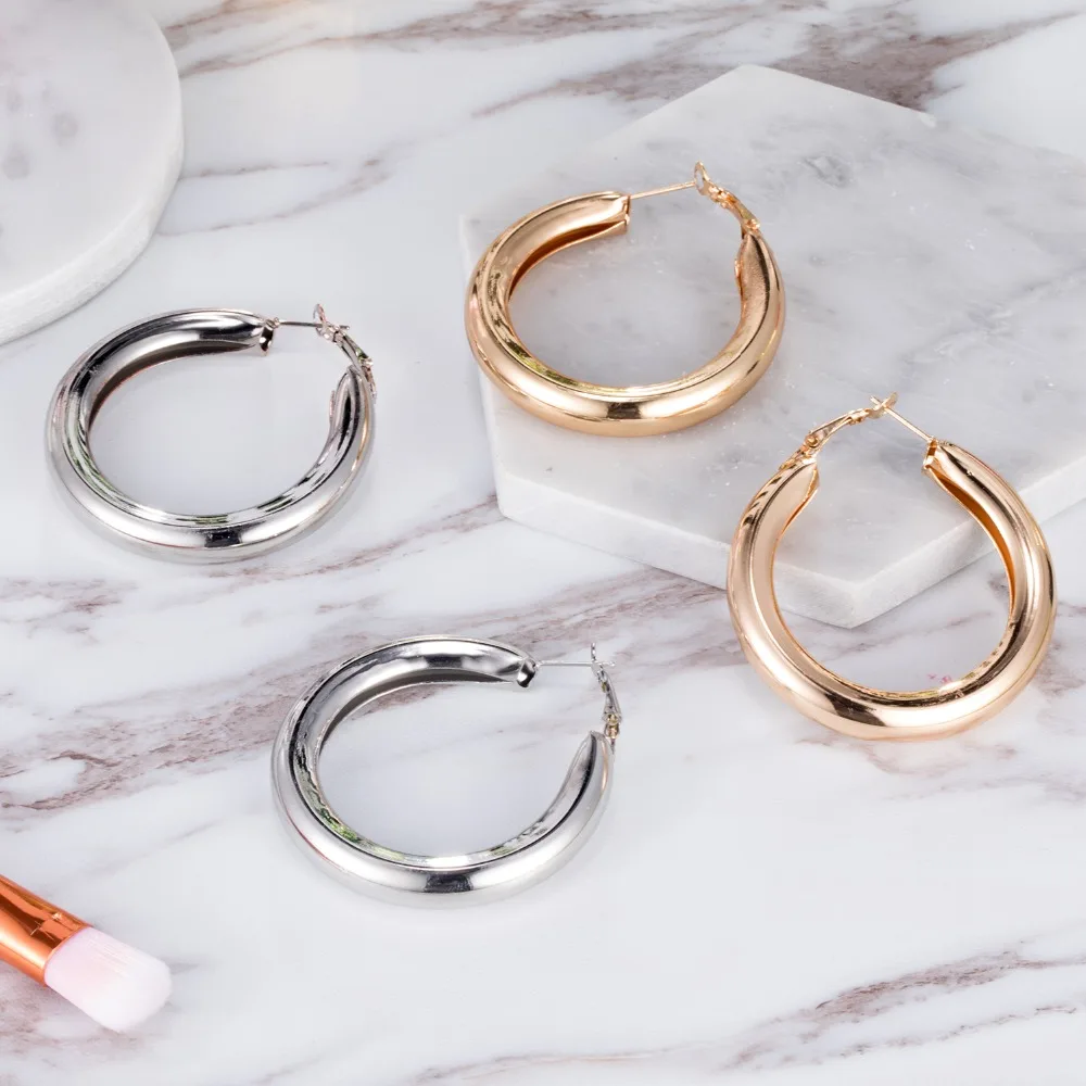 IPARAM Fashion Gold Color Circle Hoop Earrings Punk Retro Big Round Wife Hoop Earrings Gifts For Women