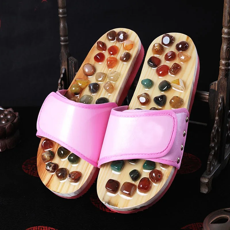 Lovers antiskid massager cobblestone reflexology massage acupuncture pebble stone health care shoes summer sandals slippers