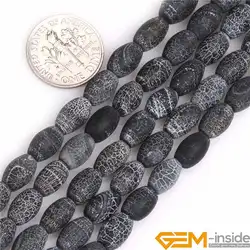 Matte Frosted Beads Natural Black Agates Rice Beads Loose Bead For Jewelry Making DIY Jewelry Beads For Bracelet Strand 15 inch