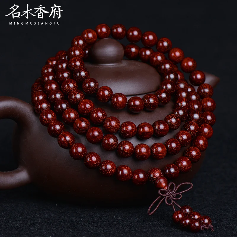 108*8mm Genuine High grade Red Sandalwood Beads Buddha Malas Bracelet Healthy Jewelry Buddhist meditation Wooden Rosary Beaded