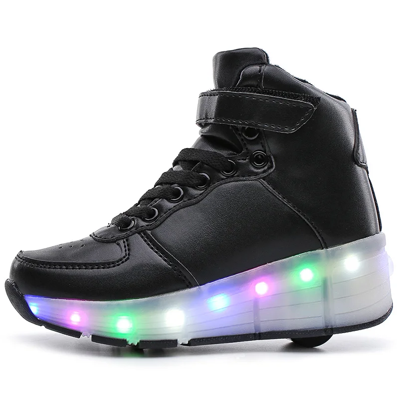 

LED Children High Shoes Flashing Roller Skates With Lighted Breathable Kids Sport Sneakers Fashion Sport Wheel Shoe Size 28-41