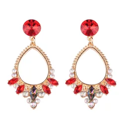 Beautiful Fashion Flower Crystal Drop Earrings Jewelry Full Austrian Rhinestone Crystal Drop Earrings for Women Gift New