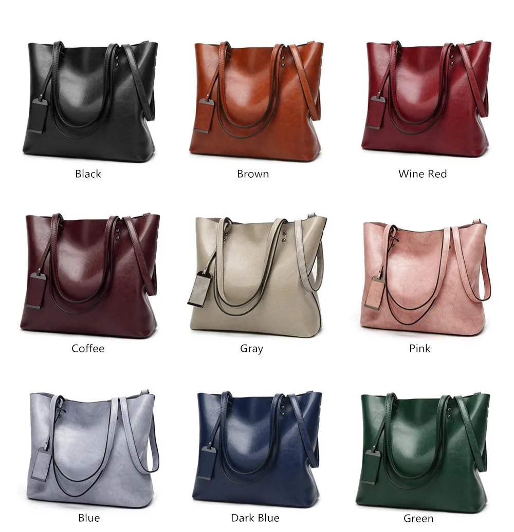 Women Large Capacity Tote Bag High Quality PU Leather Handbags Designer Retro Shoulder Bags Fashion Lady Purses Crossbody Bag