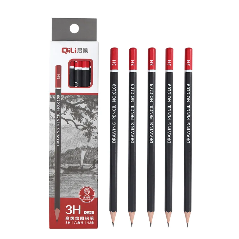 12 PCS / Set of High-end Sketch Special Pencil 3h/2h/HB/2B/3B / 4B/5B/6B/8B/10B School Art Drawing Stationery