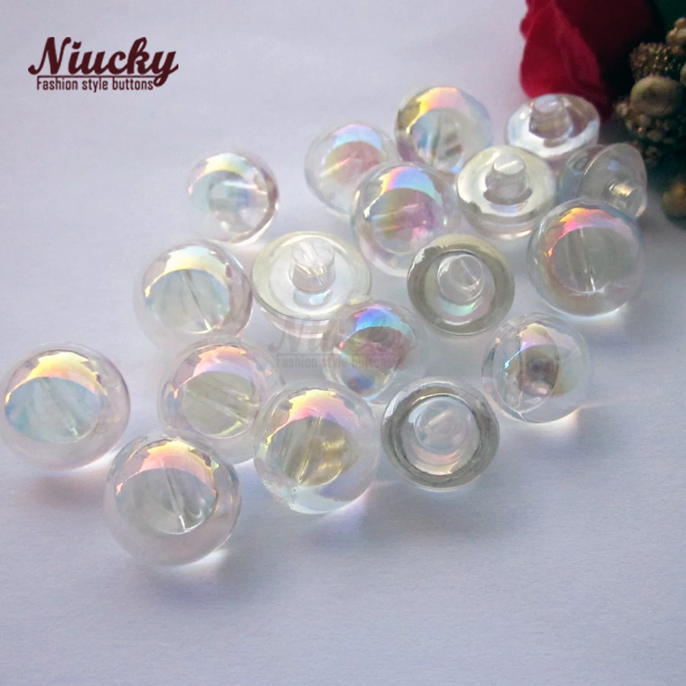 Niucky 10mm / 11mm AB Color Transparent Crystal Acrylic Ball Buttons for Wedding Sewing Craft Decorative Accessories A0301-014