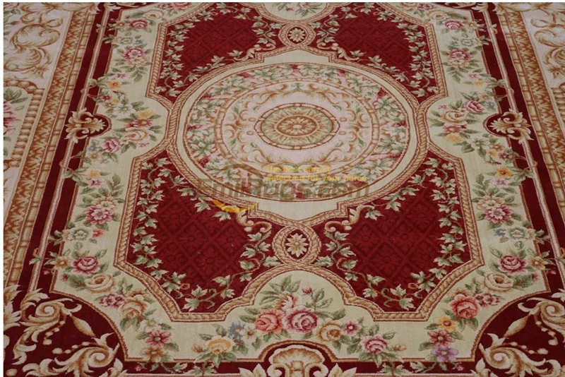 Floral Design Pure Wool Hand Knotted Rug Hand-woven Savonnerie Area Rug Folk Carpet Sofa Floor Use Antique