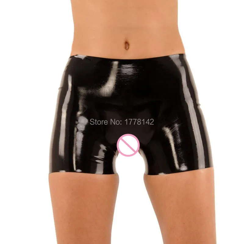 

Latex Underwear Women Sexy Rubber Panties Open Crotch With Trims