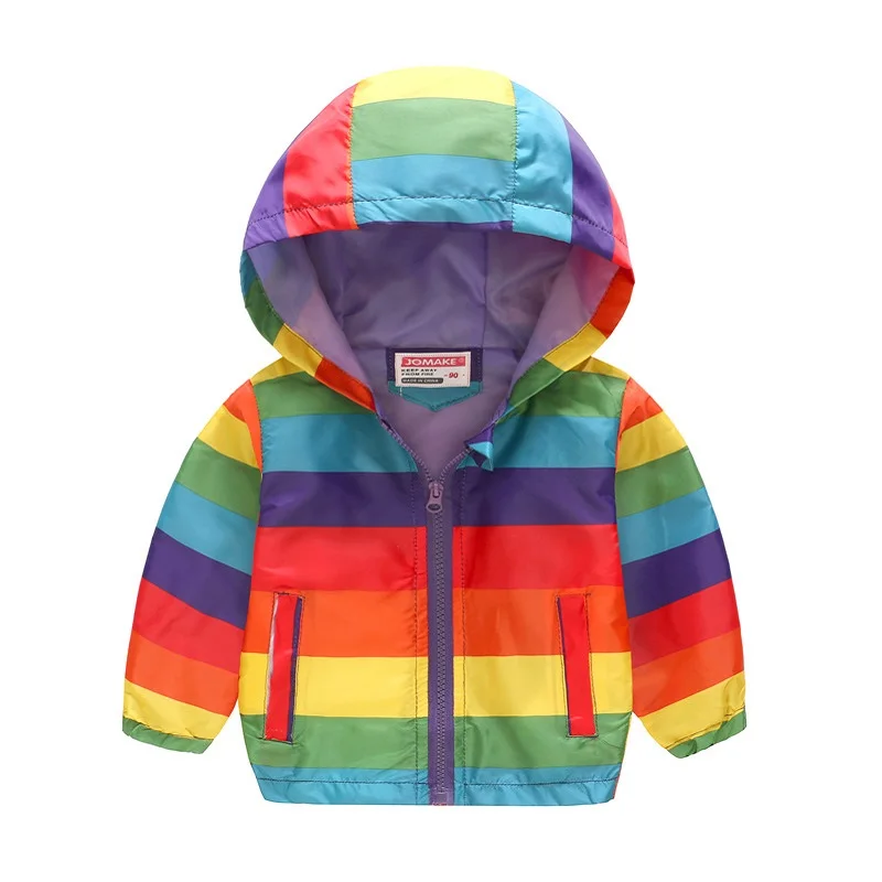 Regenboog babyjongen jas dunne kinderjas met capuchon mode kinderen bovenkleding outfits