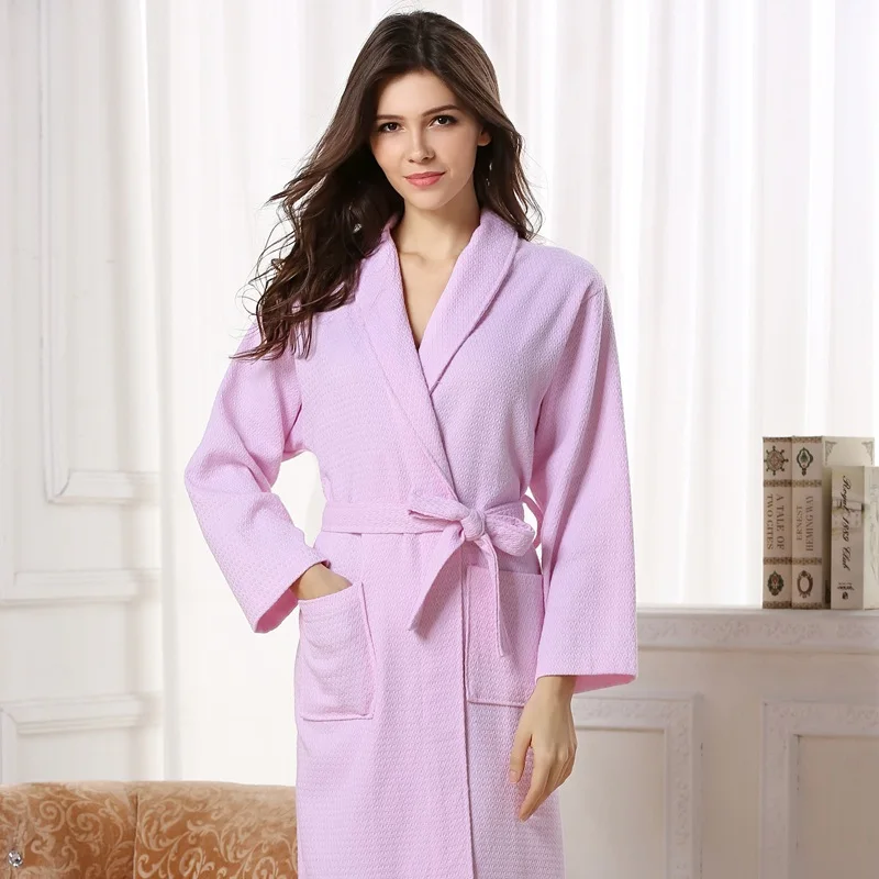 Women Bathrobe 100% Cotton Kimono Robe Summer  Bridesmaid Robes Femme Sexy Waffle Bathrobe Dressing Gown Bride Wedding Peignoir