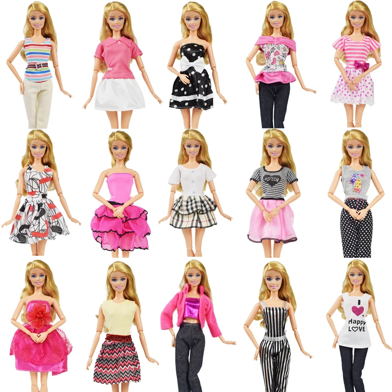 

5 Pcs/lot Random Style Mixed Handmade Doll Clothes Dress Accessories Pants Skirt Clothes Dress Suit for Barbie Doll Accessories