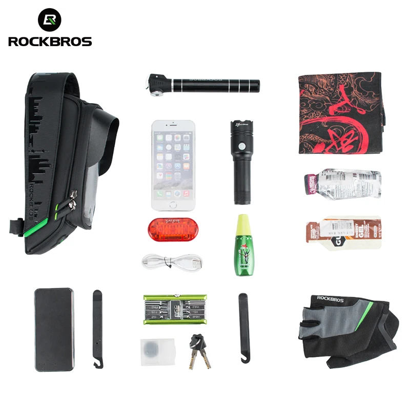 ROCKBROS Front Bike Bag Phone Bicycle Bag Bicycle Tube Waterproof Touch Screen Saddle Package For phone Bicycle Accessories